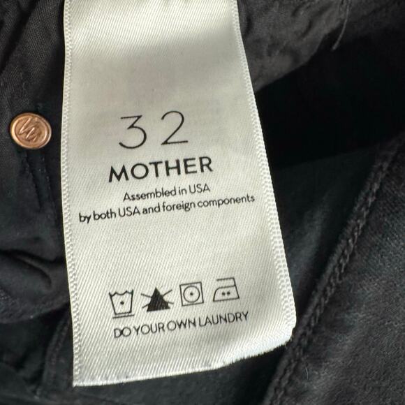 MOTHER Denim Insider Crop Step Fray Black Guilty Racer Jeans High Rise Sz 32 - Picture 14 of 16